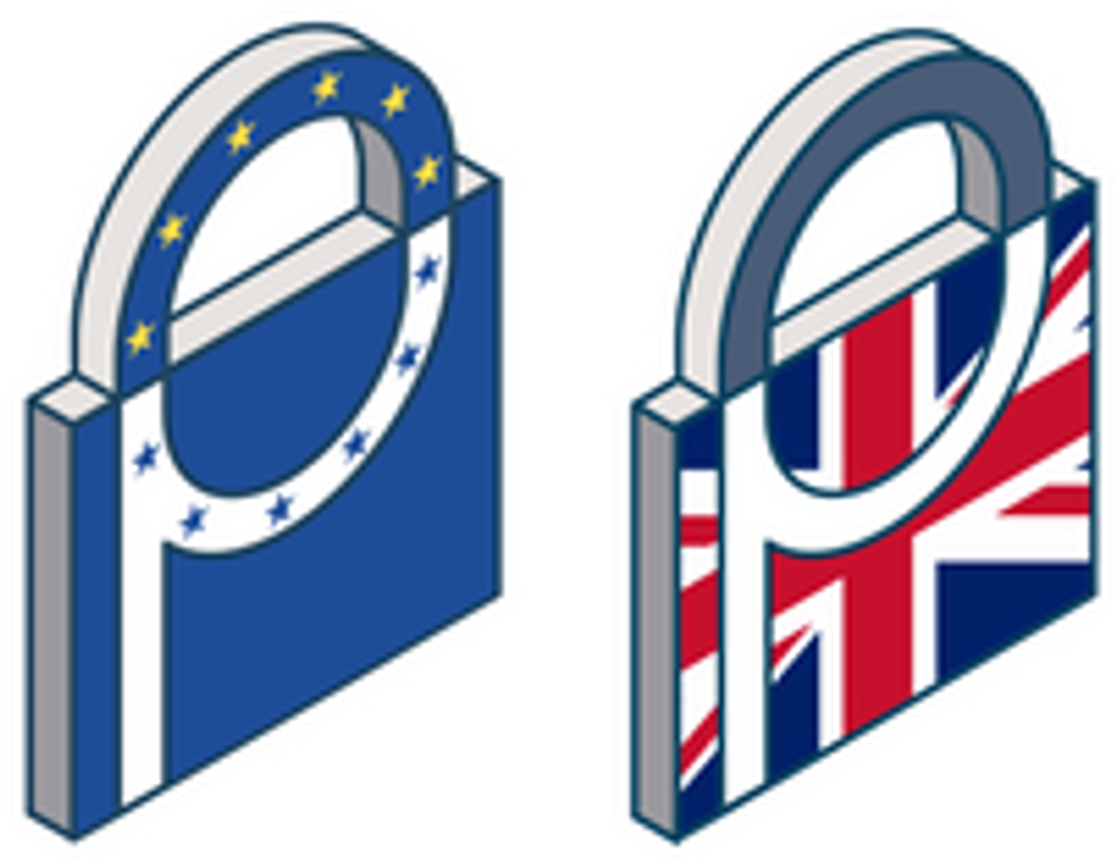 Dual logo in the shape of a lock representing Prighter's EU & UK representation services.